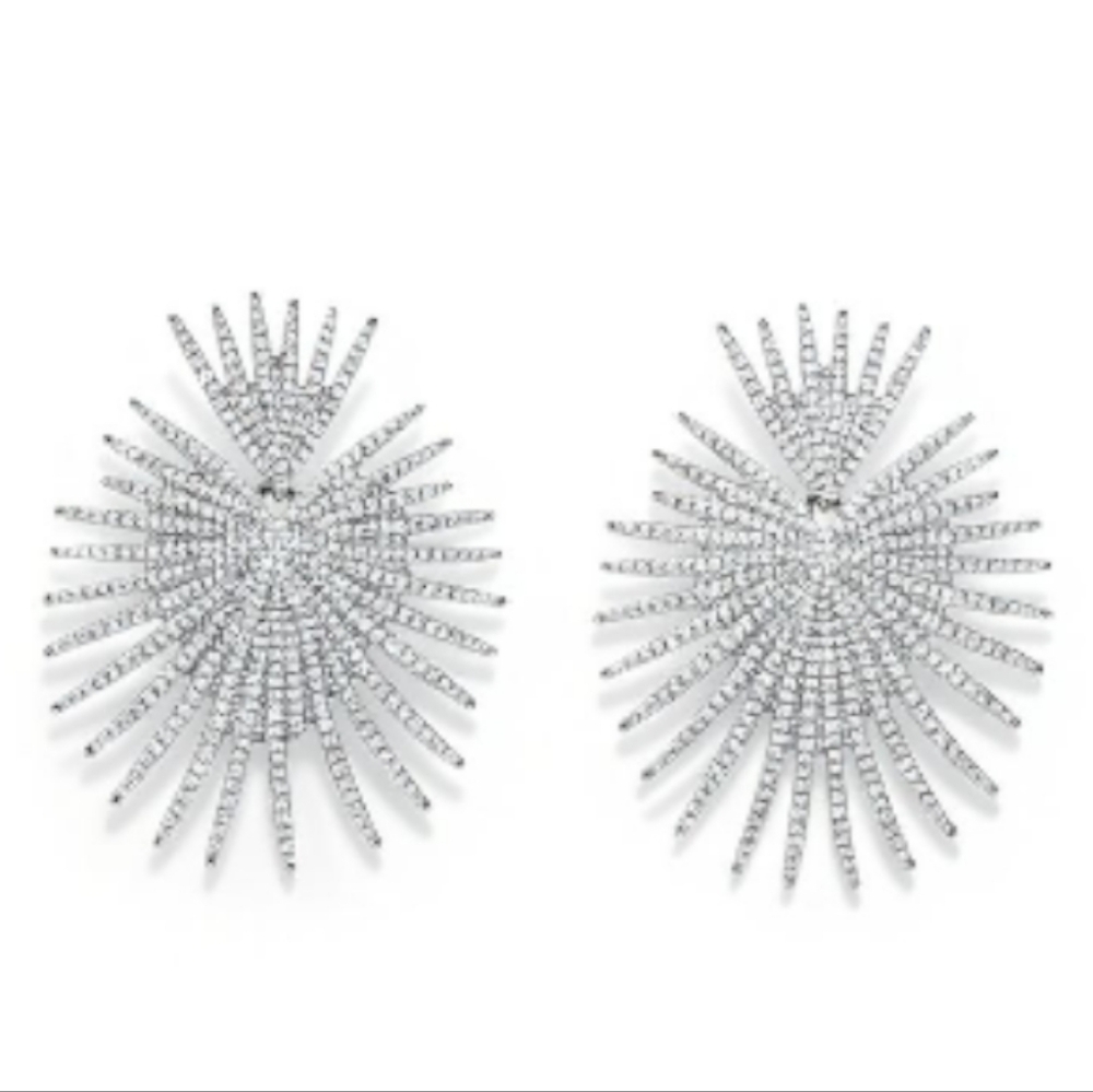 NWT Adorable Boho Exaggerated Statement Sunburst Starburst Silver Earrings!!